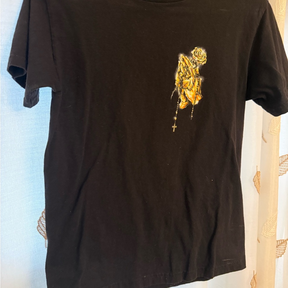 DGK Black Tee with Gold Rose Design
